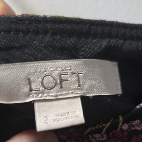 LOFT Floral Mini Skirt - Black and Purple - Picture 2 of 2